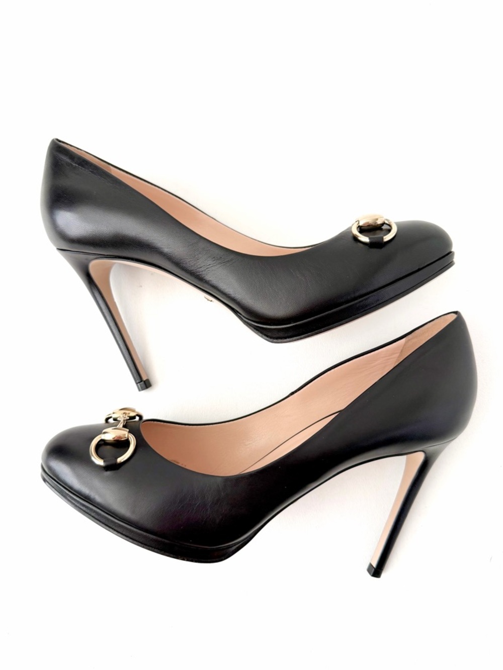 GUCCI | Horsebit Platform Pumps Black Leather High Heels EU 38 - Picture 4 of 15